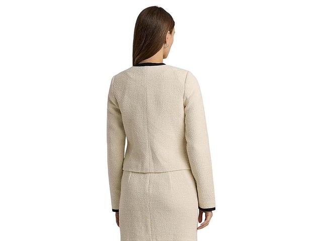 LAUREN Ralph Lauren Two-Tone Boucle Cropped Jacket (Mascarpone Cream/Black) Women's Jacket Product Image