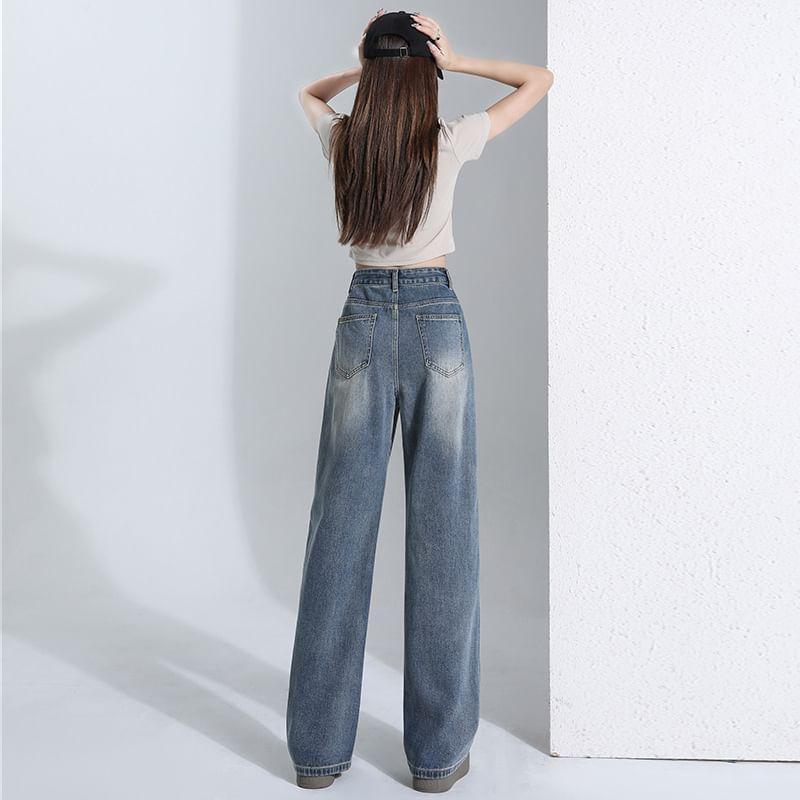 High Rise Washed Loose Fit Jeans (Various Designs) Product Image