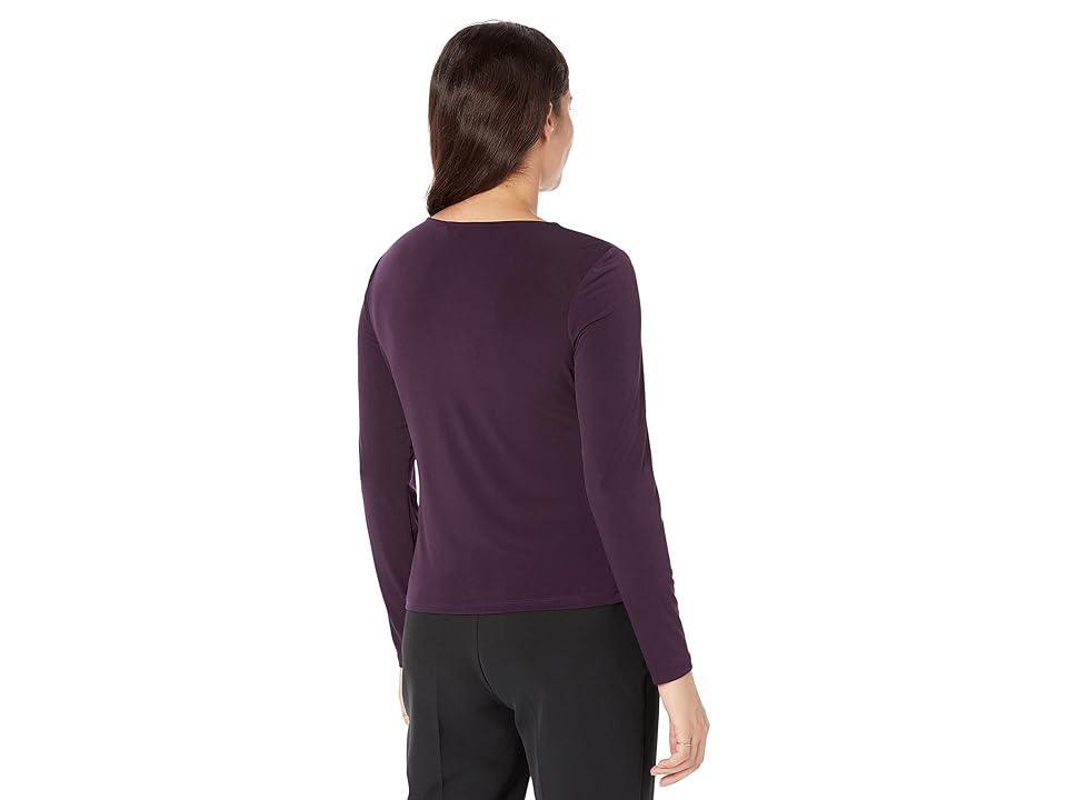 Calvin Klein Long Sleeve with Circle Hardware (Aubergine) Women's Clothing Product Image