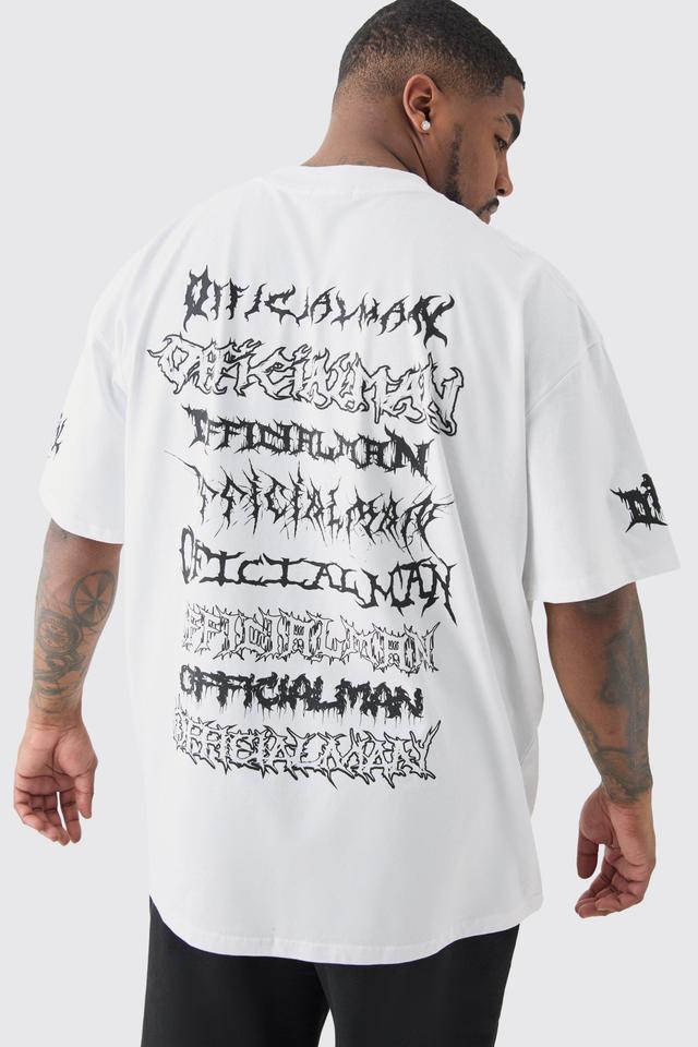 Mens White Plus Extended Neck Official Back Print l Man Tour T-shirt, White Product Image