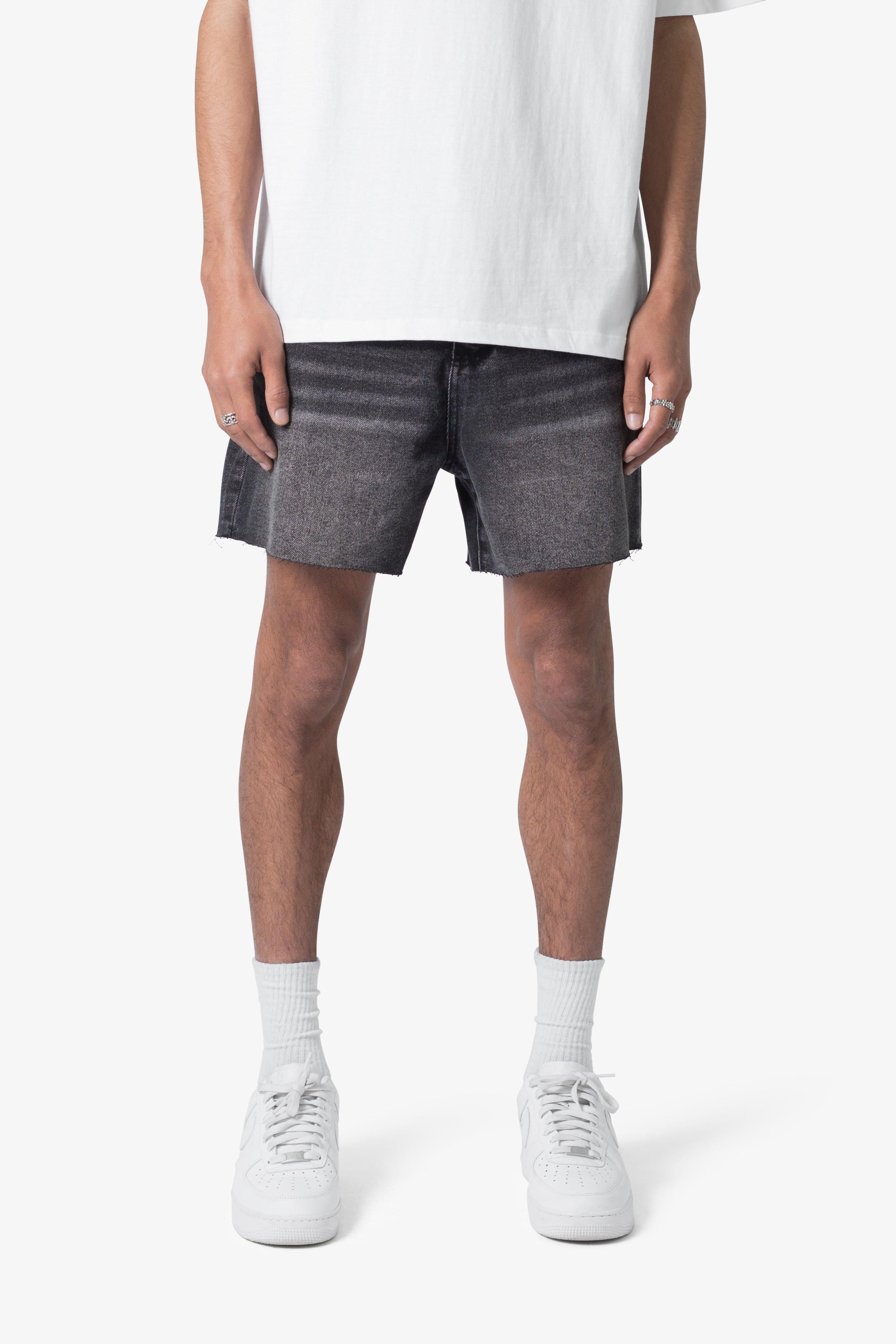 Cut Off Denim Shorts - Black Product Image