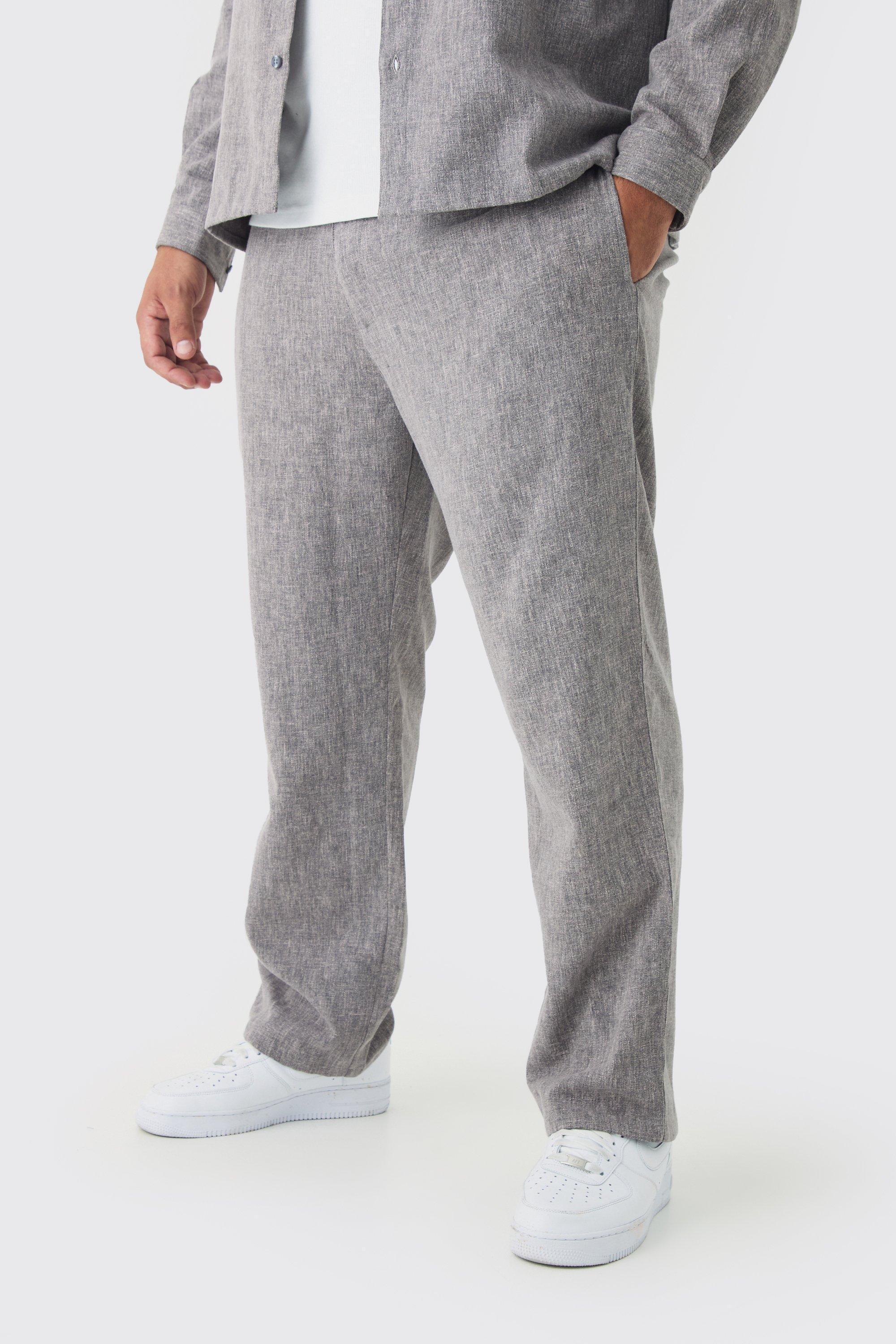 Mens Plus Smart Straight Leg Trouser Set in Grey, Grey Product Image