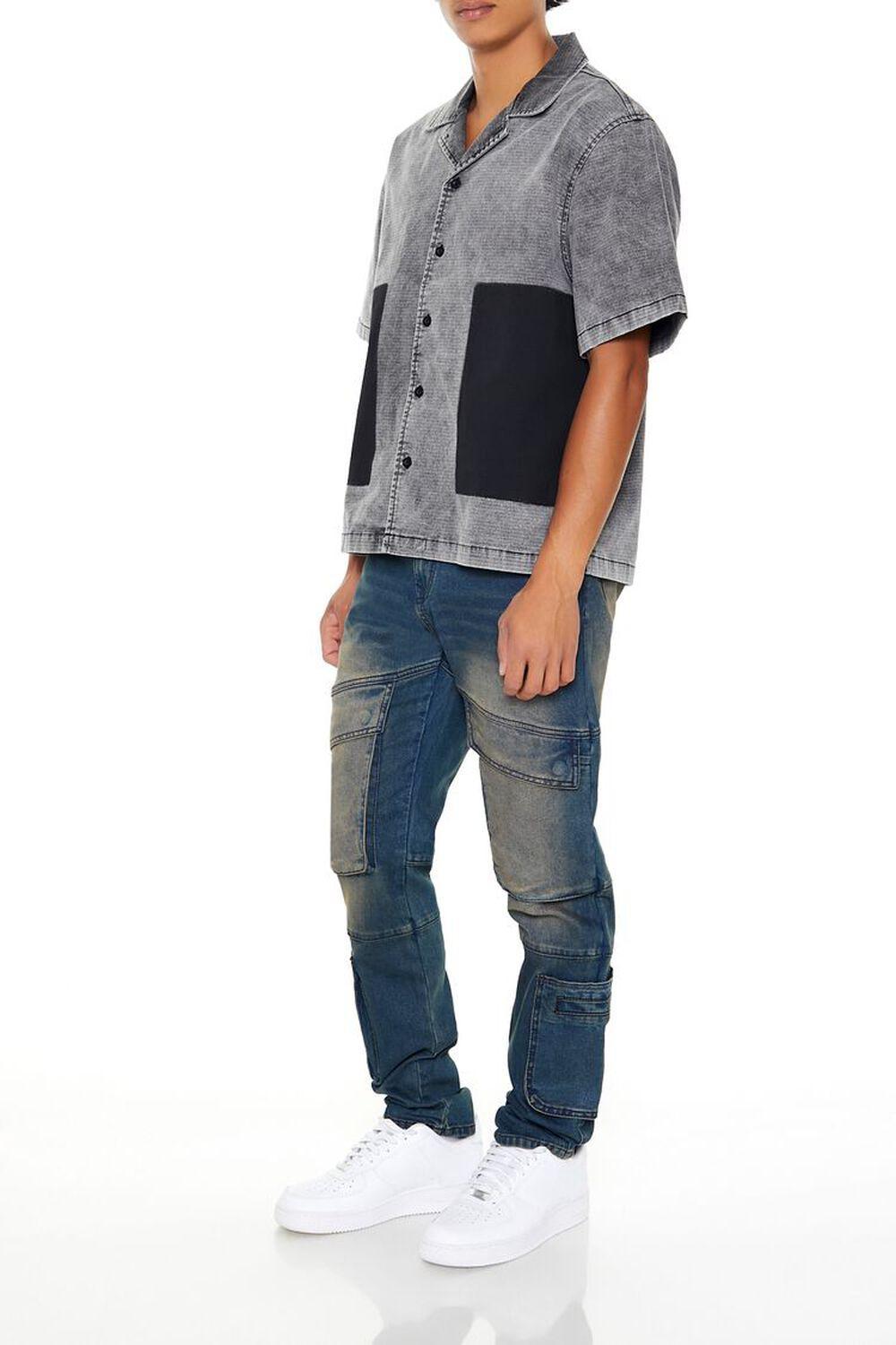 Stone Wash Slim-Fit Cargo Jeans | Forever 21 Product Image