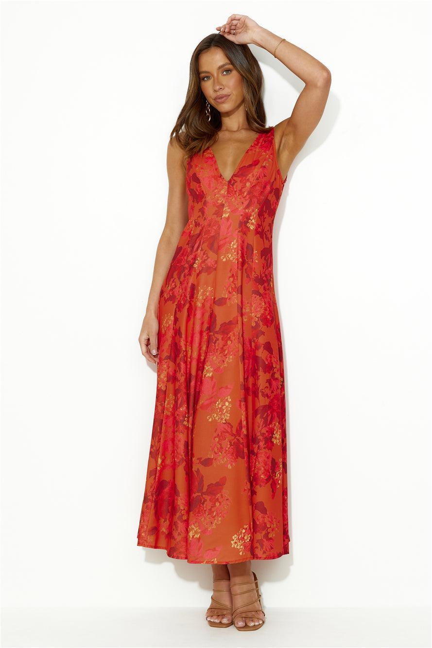 Perfectly Swaying Midi Dress Red Product Image