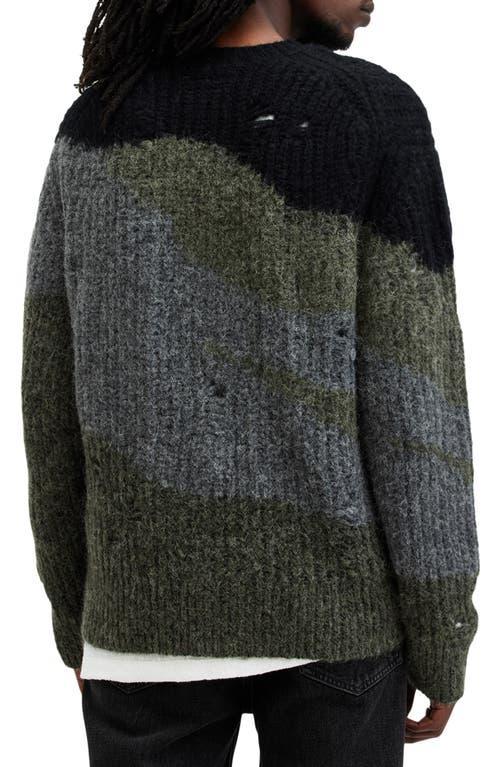 ALLSAINTS Sur Colorblock Alpaca Blend Sweater In Green/black Product Image