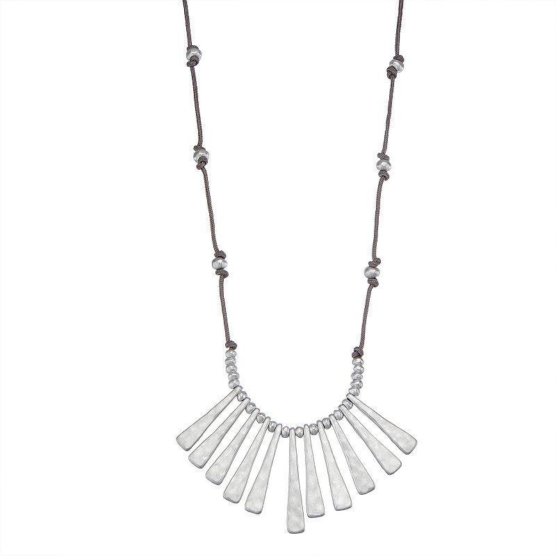 Bella Uno Abstract Beaded Necklace, Womens Silver Product Image