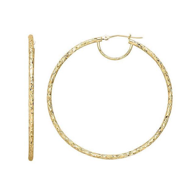 Everlasting Gold 14k Gold Textured Hoop Earrings, Womens Product Image