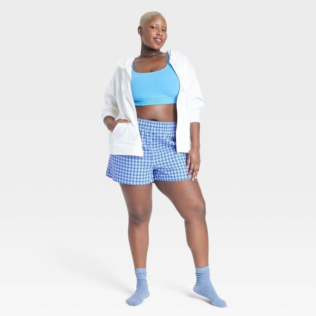 Womens Boxer Pajama Shorts - Colsie Blue/Check 2X Product Image