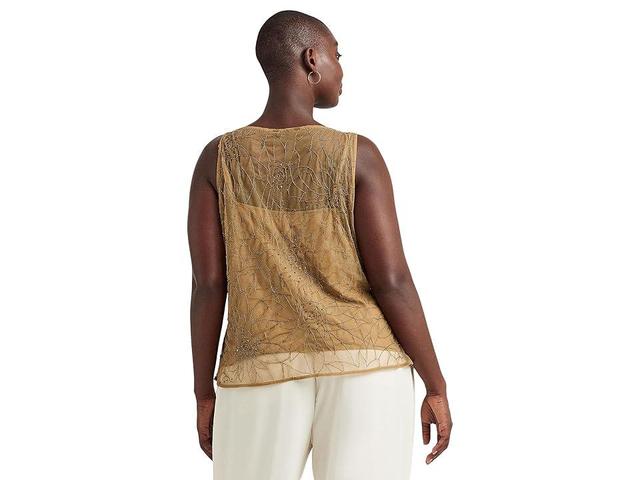 Lauren Ralph Lauren Plus Size Beaded Tulle Sleeveless Blouse (New ) Women's Clothing Product Image