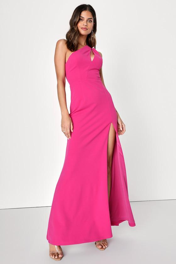 Enchanted Energy Magenta One-Shoulder Maxi Dress Product Image