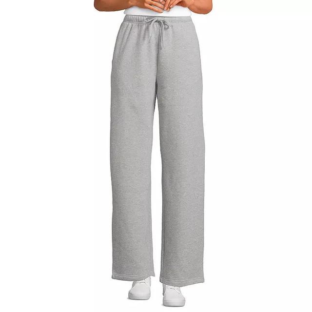 Womens Lands End Fleece High Waisted Relaxed Pants Gray Grey Product Image