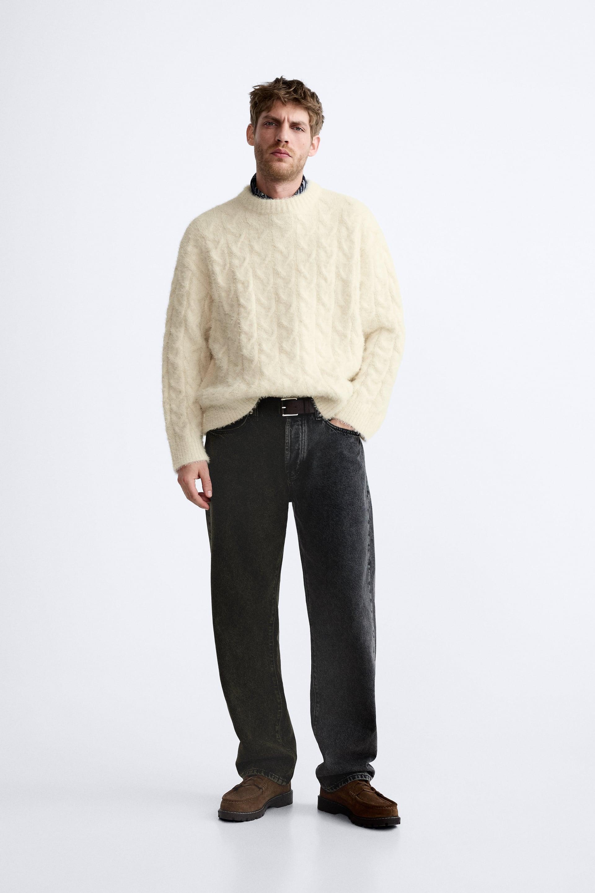 TEXTURED CABLE KNIT SWEATER Product Image