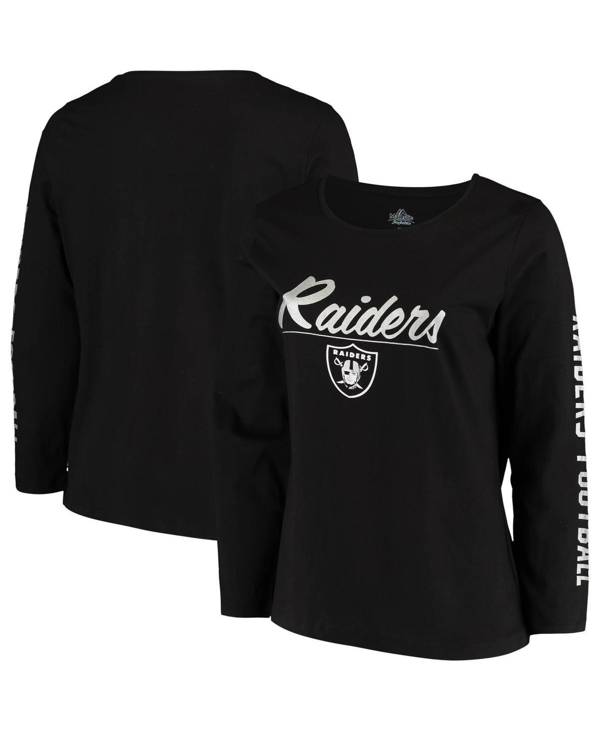 Womens Black Las Vegas Raiders Plus Size Team Logo Long Sleeve T-shirt Product Image