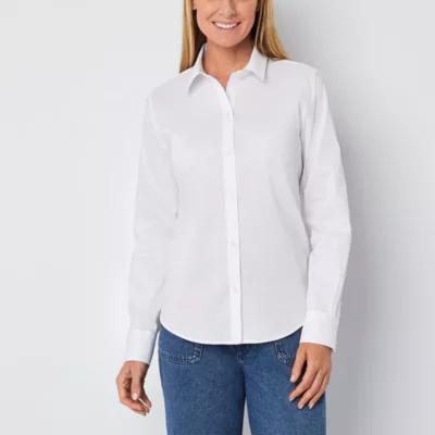 Liz Claiborne Tall Wrinkle Free Womens Long Sleeve Regular Fit Button-Down Shirt Product Image