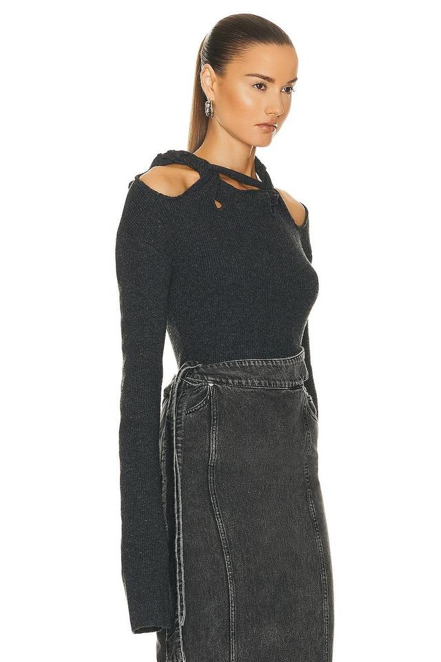 Jade Cropper Braided Long Sleeve Top in Charcoal Product Image