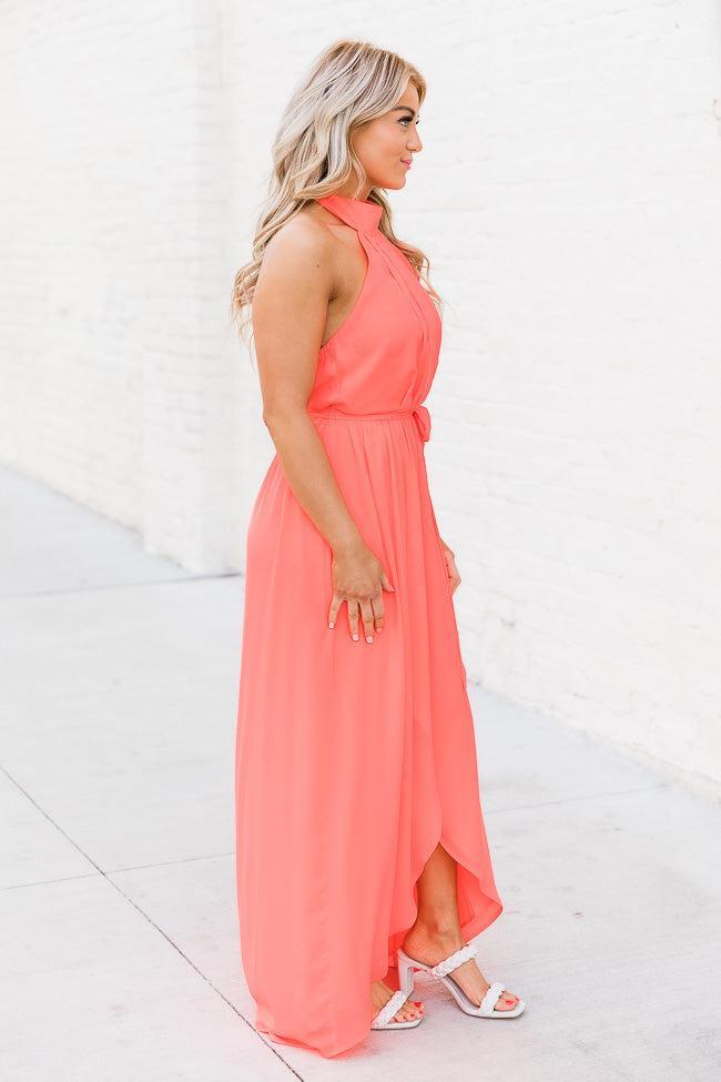 Tell Me About It Bright Coral Maxi Dress FINAL SALE Product Image