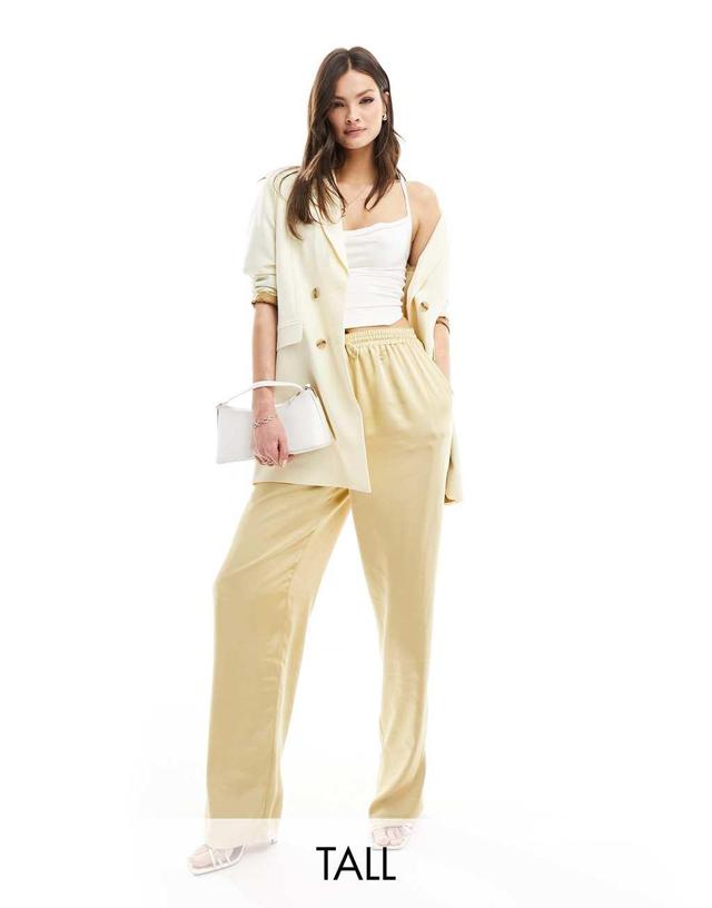 Flounce London Tall satin wide leg pants in gold Product Image