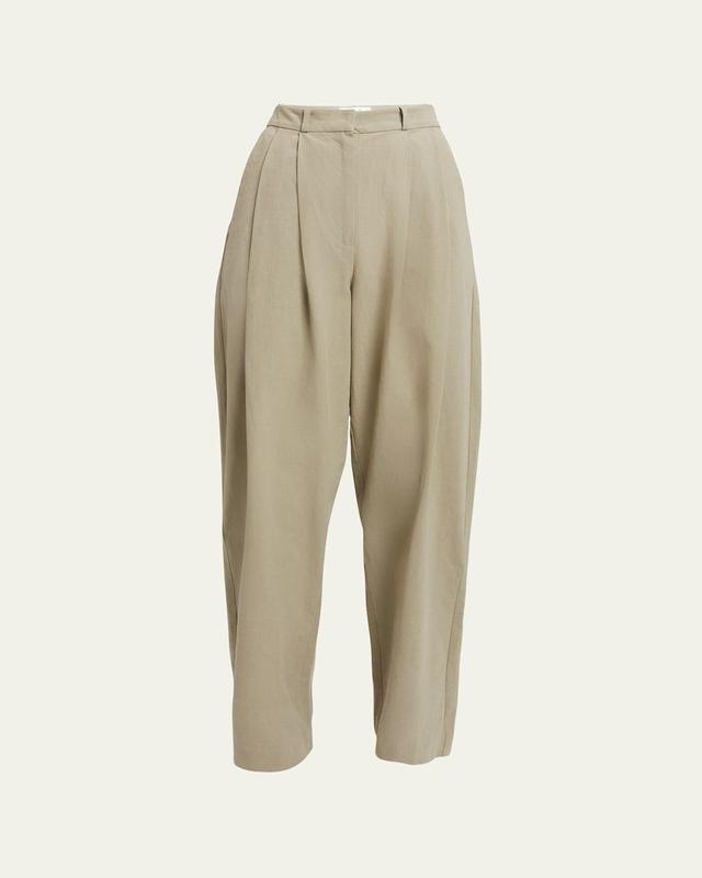 Amber Pleated Cotton-Hemp Pants Product Image