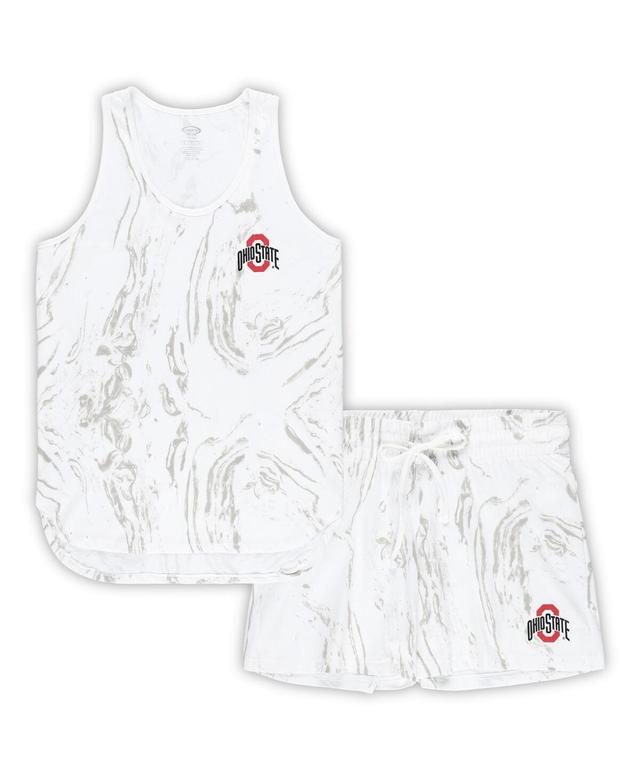 Womens Profile Cream Ohio State Buckeyes Plus Size Marble Tank and Short Set Product Image