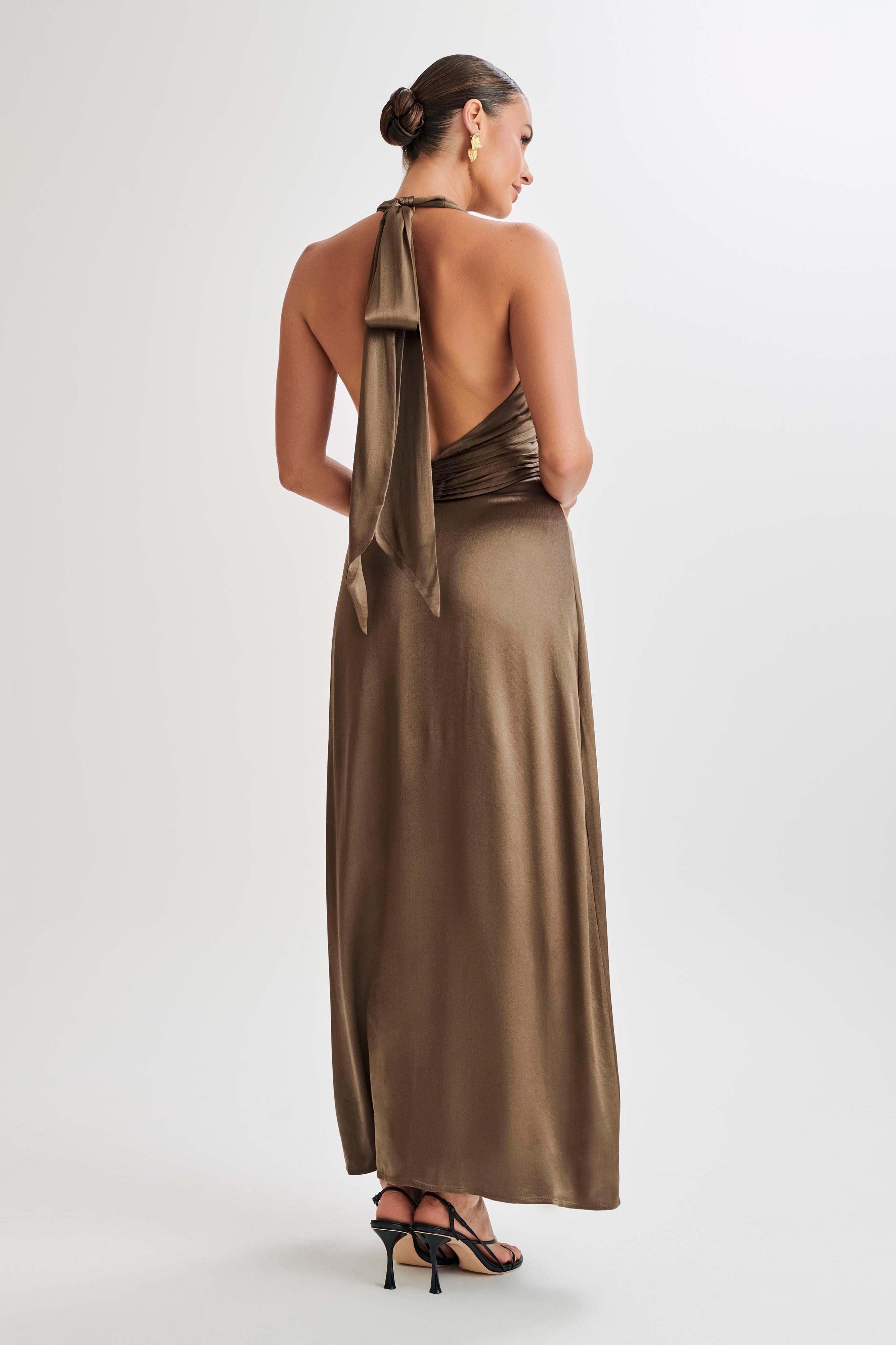 Milana Halter Maxi Dress - Khaki Product Image