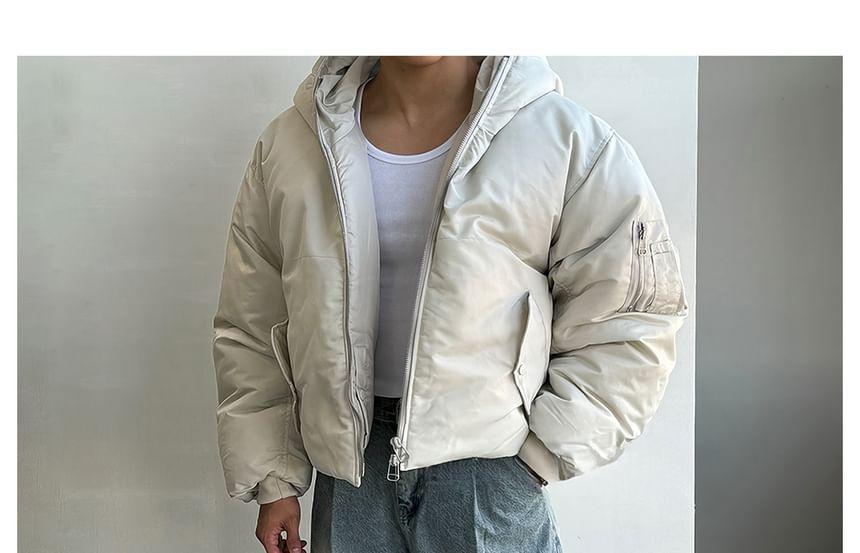 Plain Hooded Zip Puffer Jacket product image