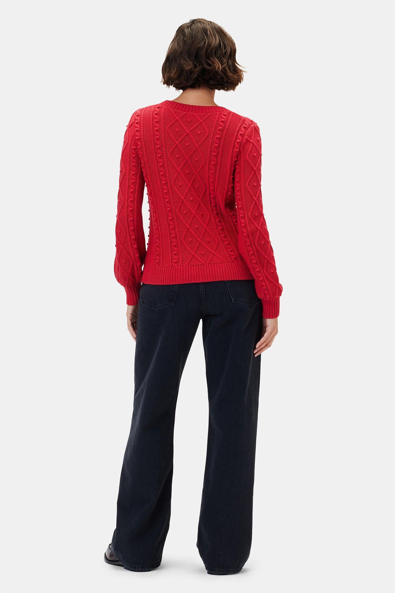 Faedra Organic Cotton Sweater - Red Product Image