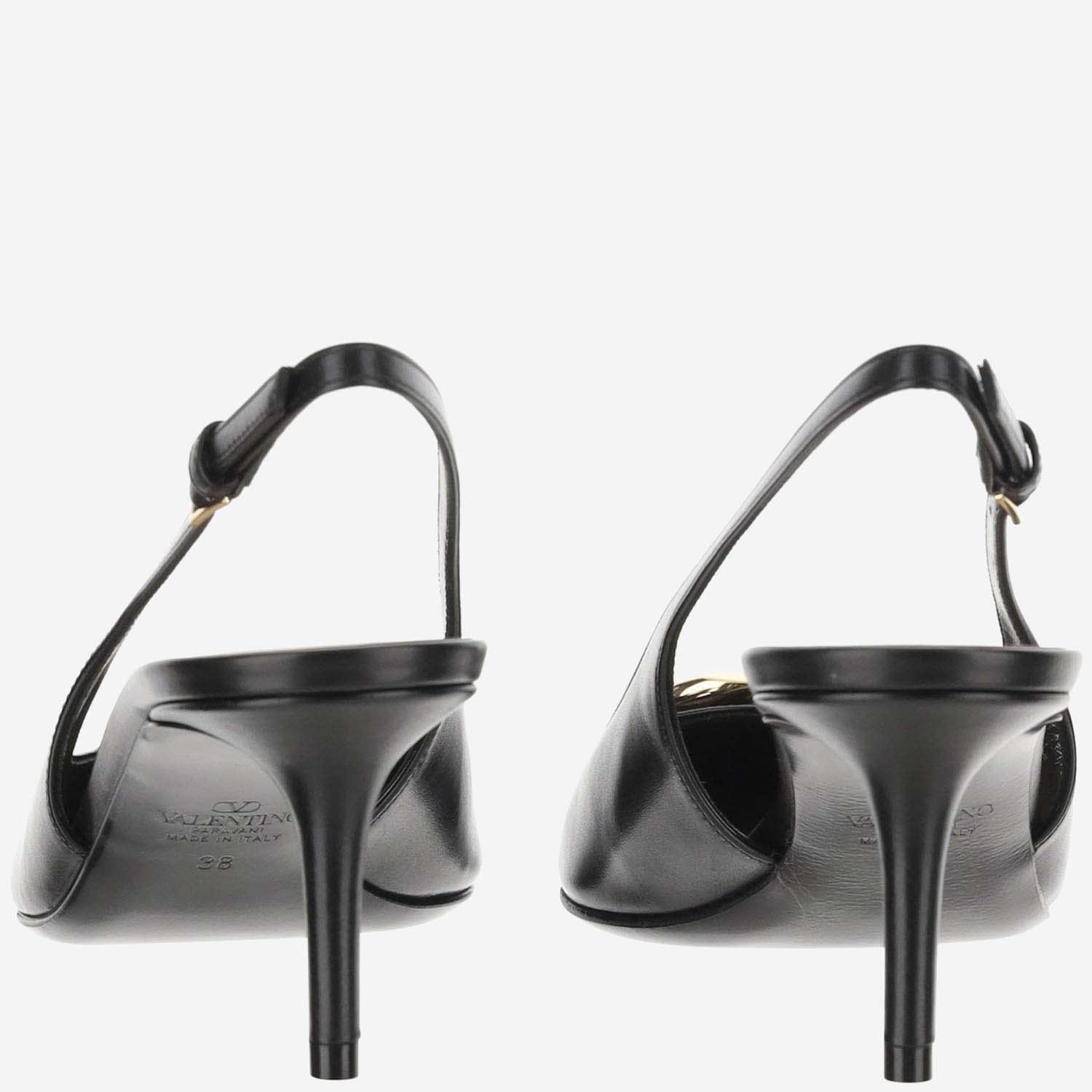 VALENTINO GARAVANI Vlogo The Bold Edition Slingback Décolleté In 60mm Calf Leather In Black Product Image