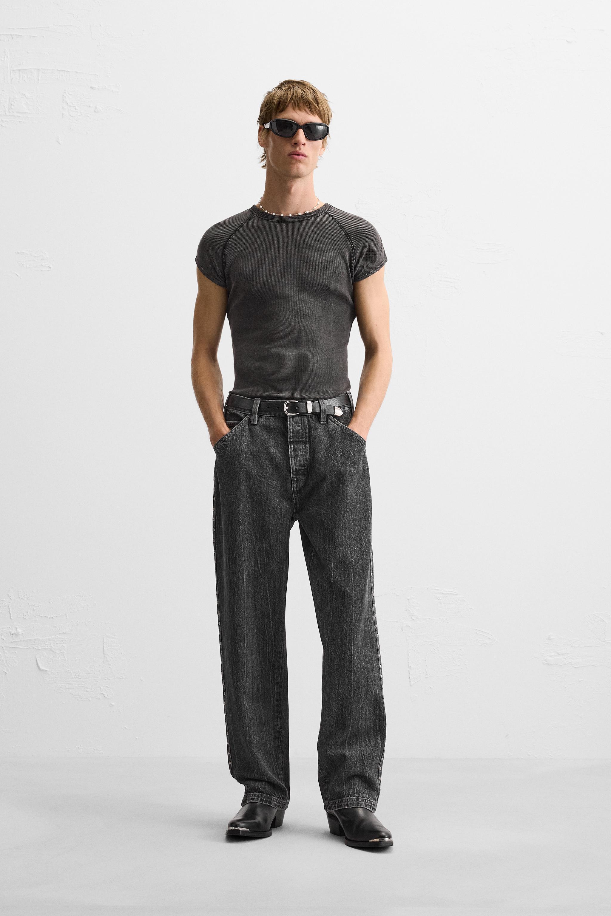 STUDDED SIDE STRIPE JEANS Product Image