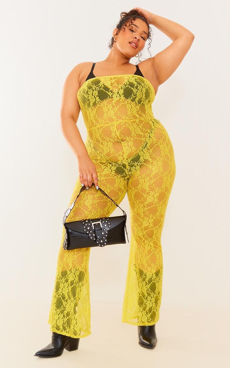  Plus Yellow Lace Bandeau Jumpsuit Product Image