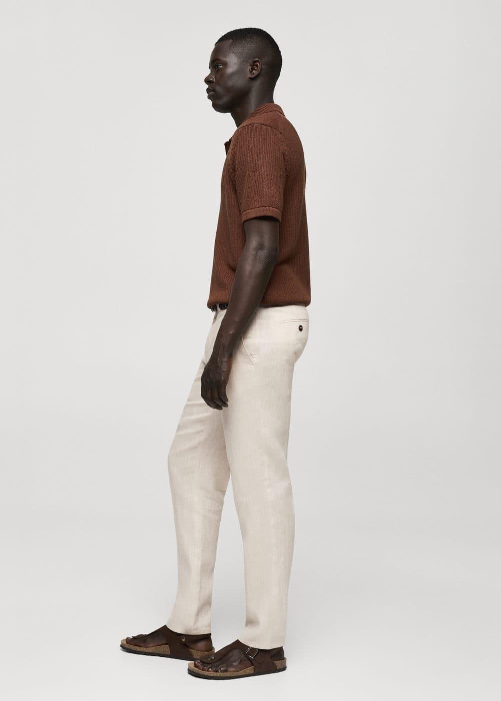 MANGO MAN - Slim-fit 100% linen pants ecruMen Product Image