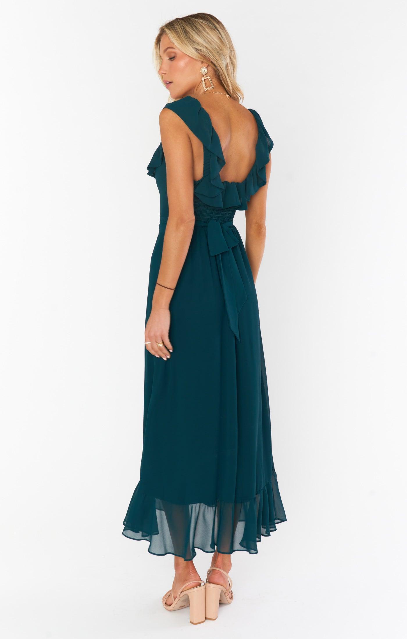 Alexis Midi Dress ~ Emerald Chiffon Product Image