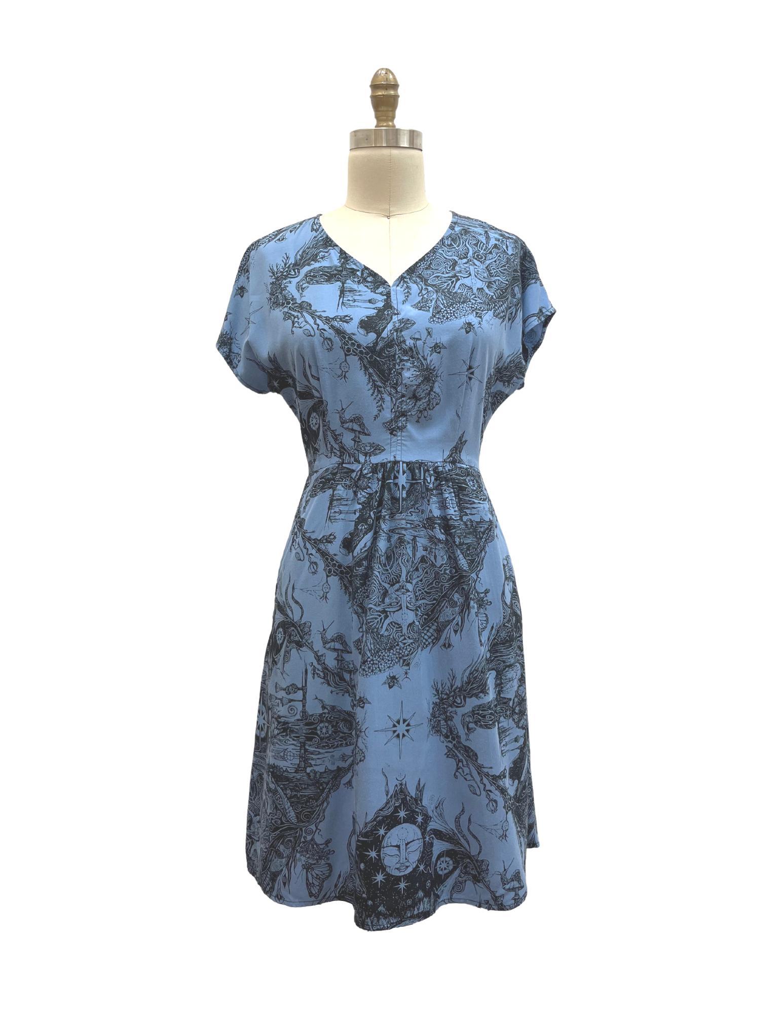 Dolman Dress in Earth Worship in Ocean Blue Product Image