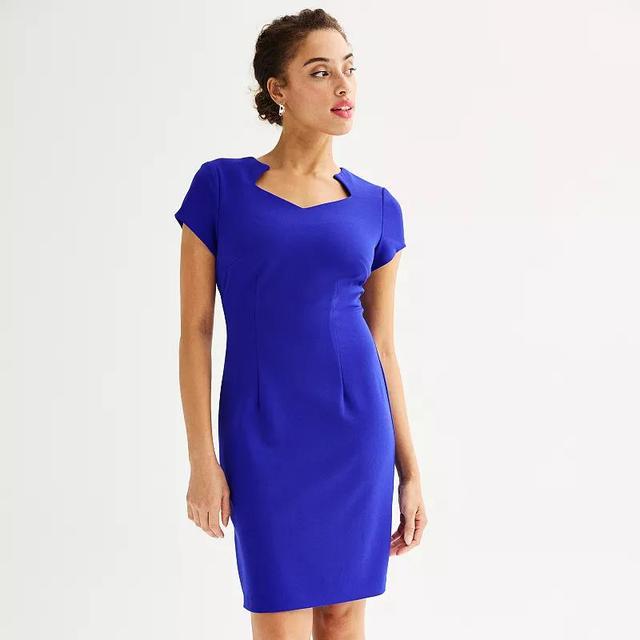 Womens Connected Apparel Horseshoe Neck Sheath Dress Blue Product Image