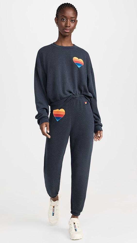 Aviator Nation Rainbow Heart Stitch Sweatpants | Shopbop Product Image