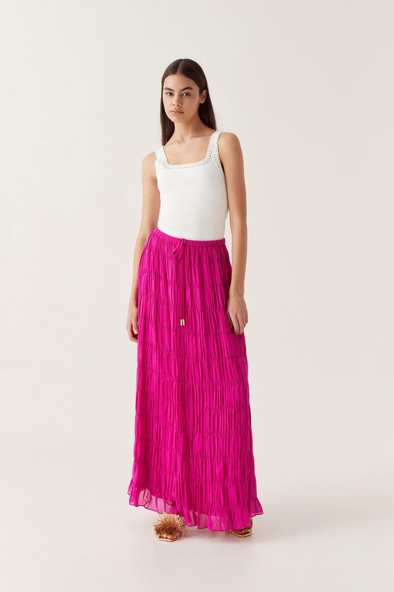 Rosewood Ruched Maxi Skirt Product Image