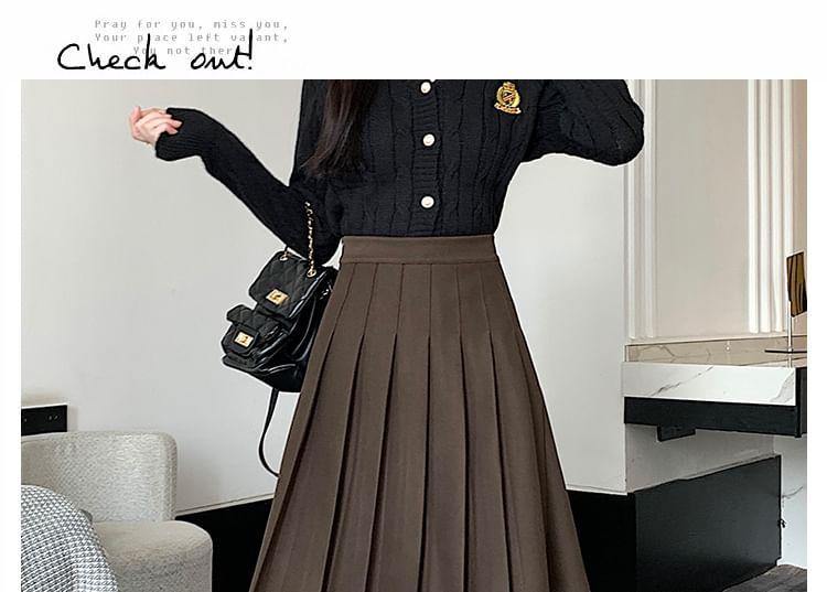 High Waist Plain Mini A-Line Pleated Skirt Product Image