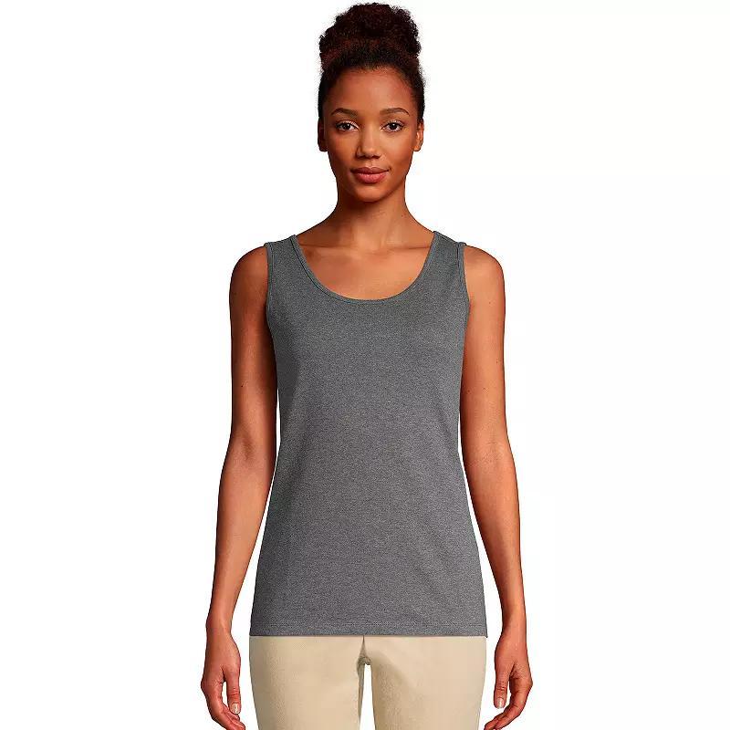 Petite Lands End Cotton Scoopneck Tank, Womens Blue Product Image