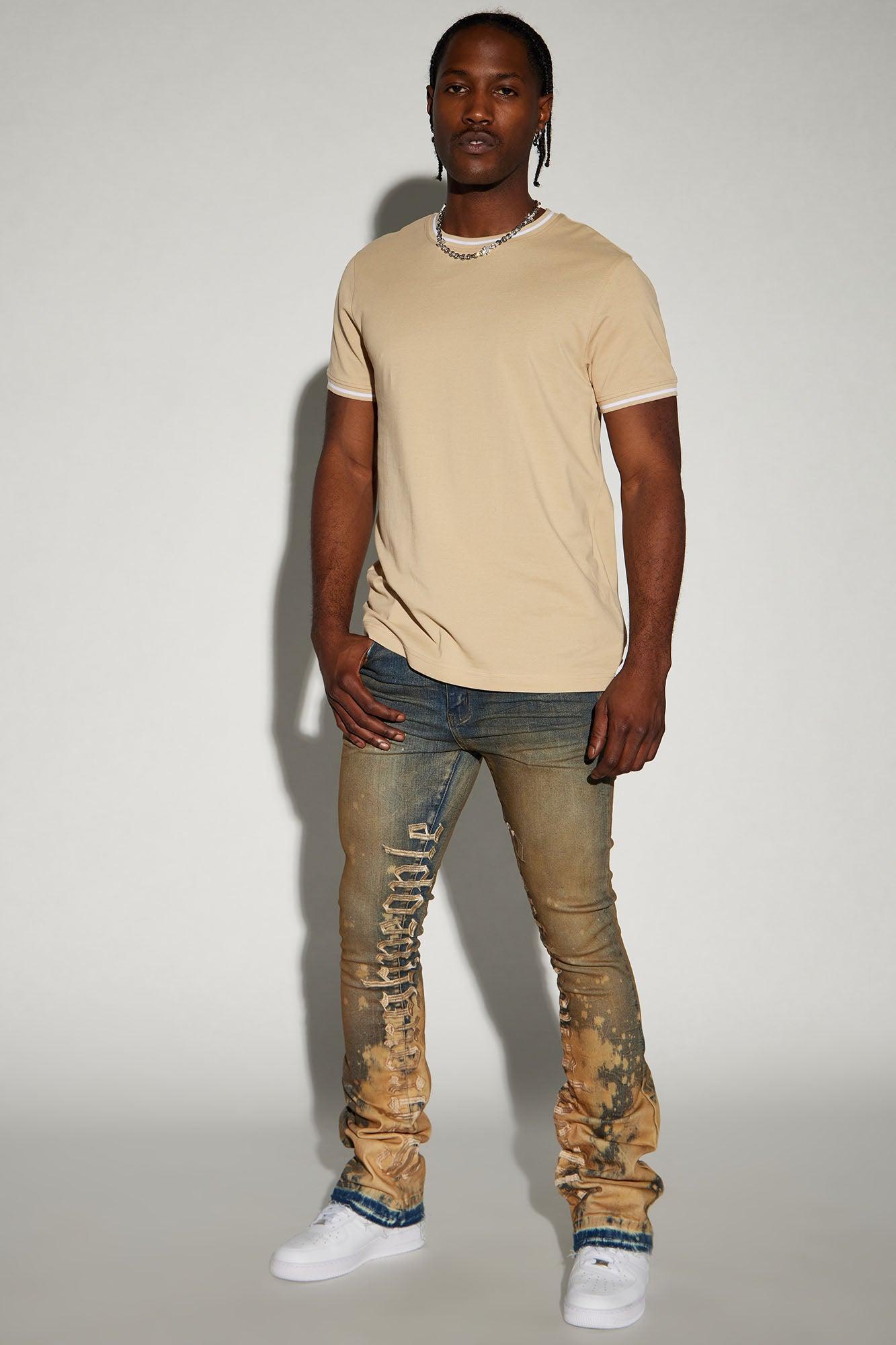 See It Through Bleached Stacked Skinny Flare Jeans - Vintage Wash Product Image