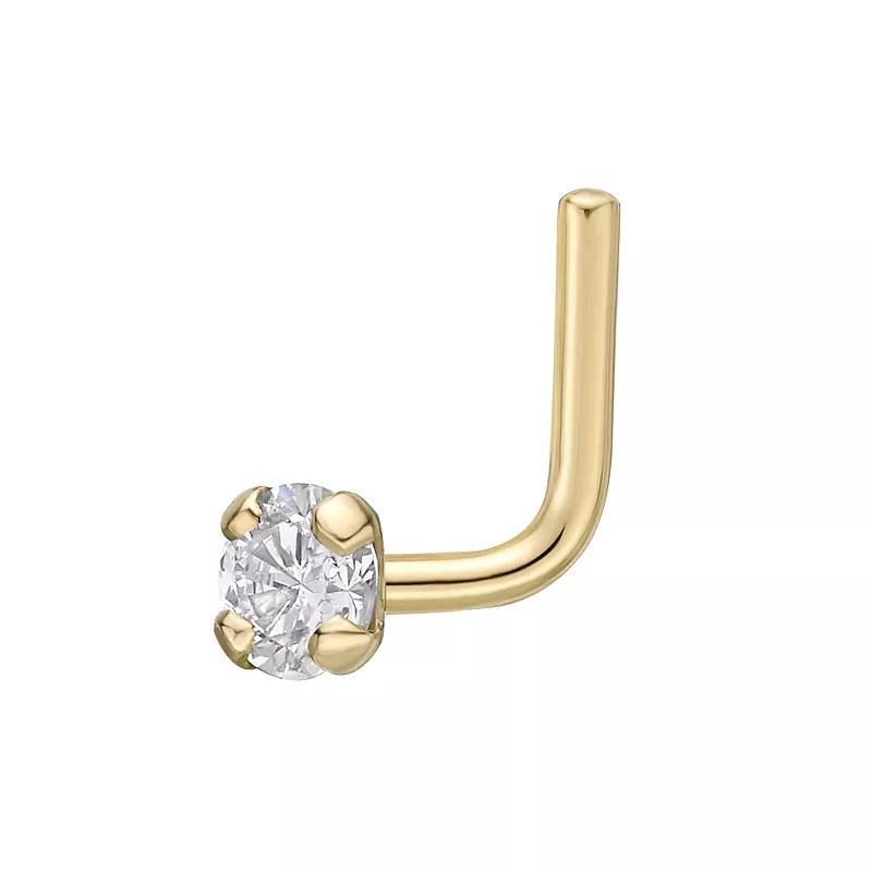 Lila Moon 14k Gold Diamond Accent L-Shape Nose Stud, Womens Product Image