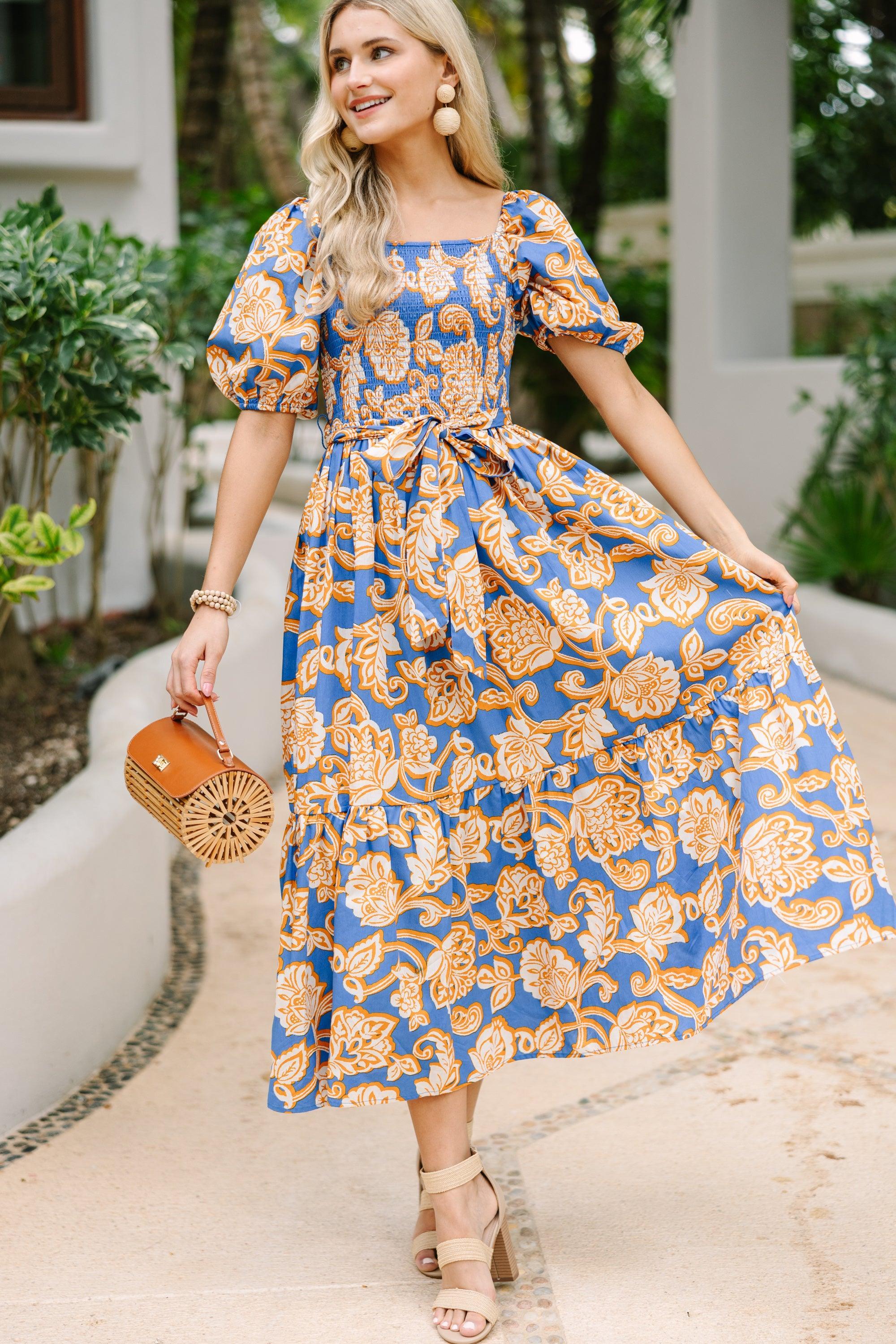 Feeling Bold Blue Floral Maxi Dress Female Product Image