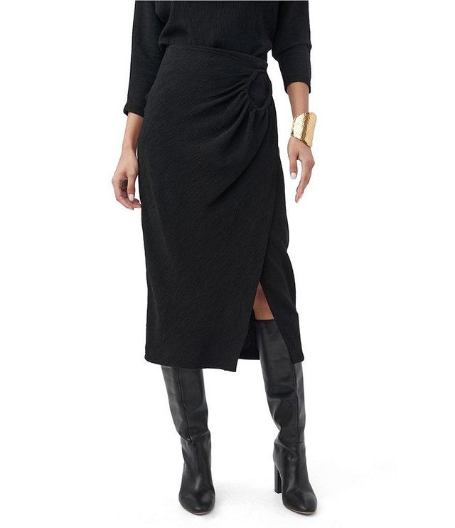 Trina Turk Abiba Lucie Plisse Ruched Loop Faux Wrap Midi Skirt Product Image