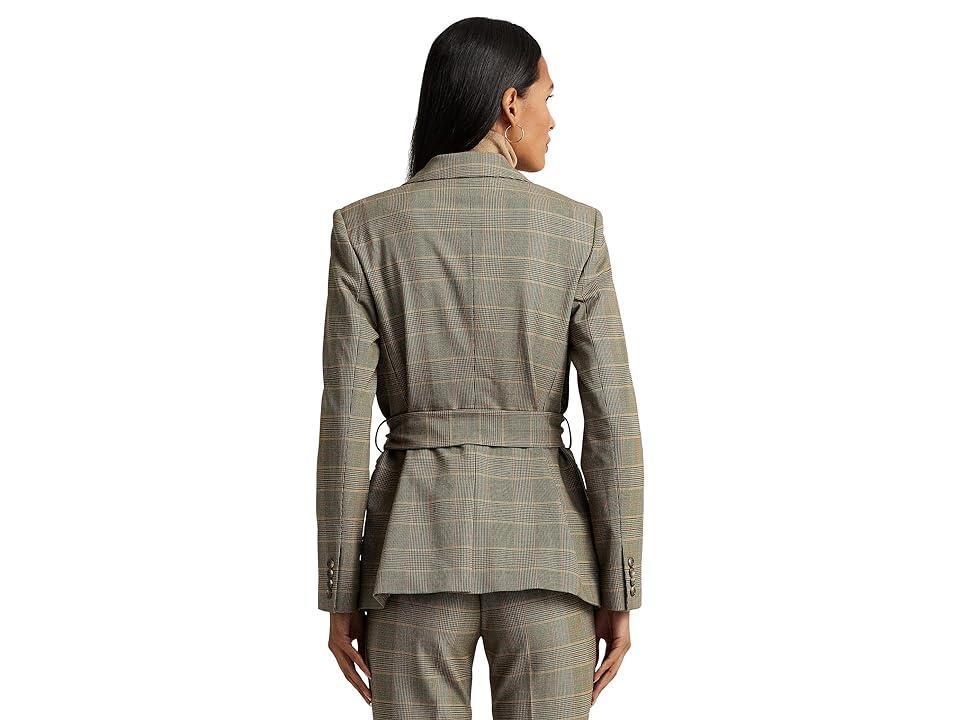 Lauren Ralph Lauren Checked Plaid Wool-Blend Twill Blazer Multi) Women's Vest Product Image