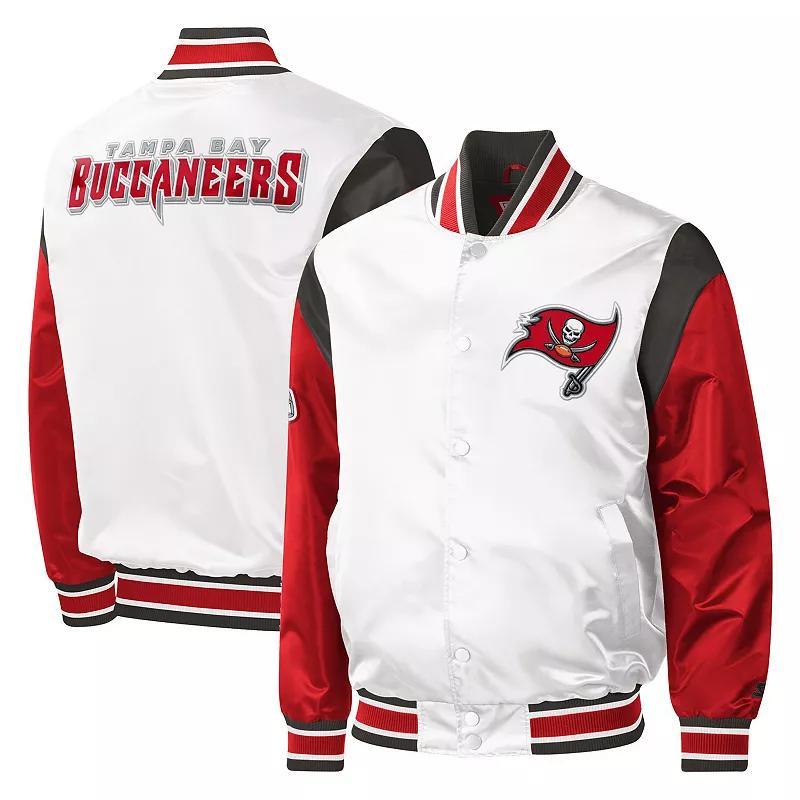 Mens Starter Tampa Bay Buccaneers Throwback Warm Up Pitch Satin Full-Snap Varsity Jacket Product Image