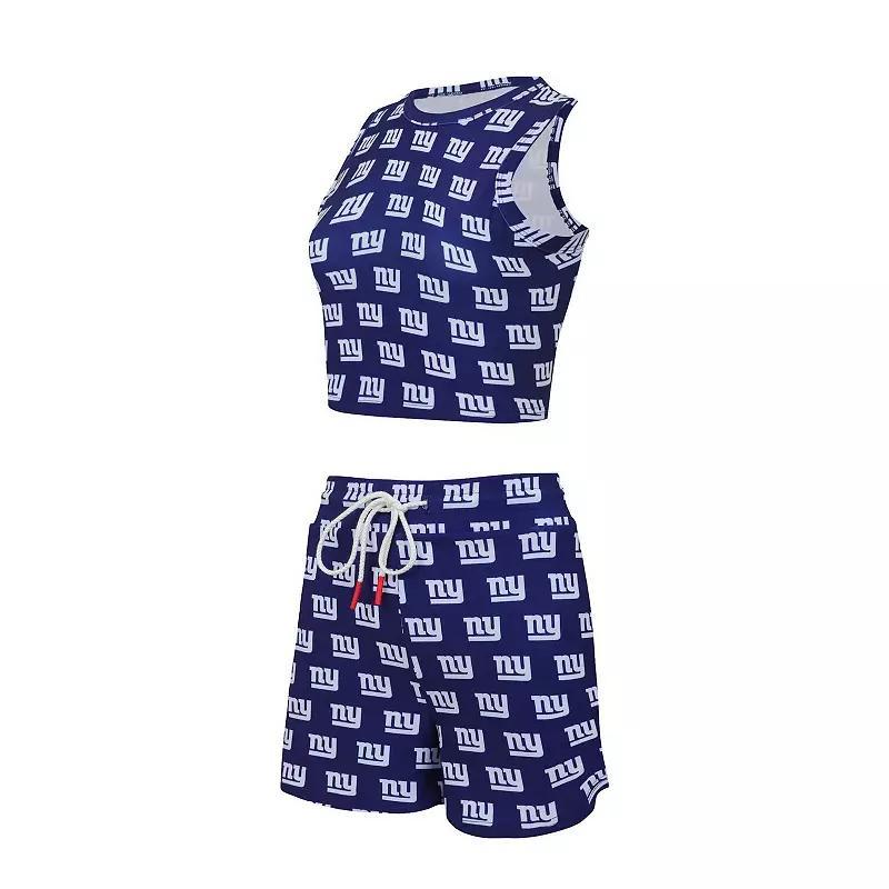 Womens Concepts Sport New York Giants Gauge Allover Print Cropped Tank Top & Shorts Sleep Set Blue Product Image