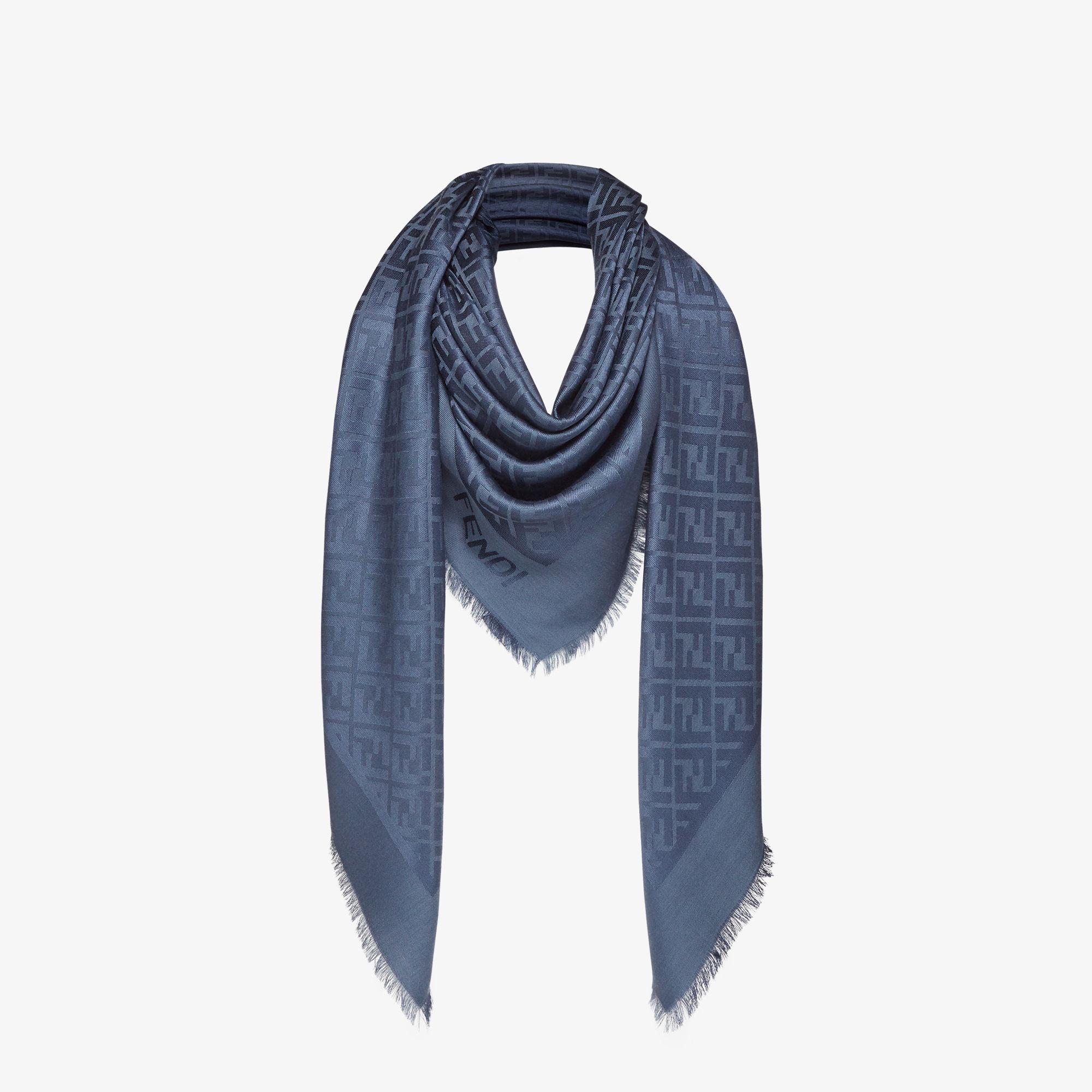 FF ShawlDark blue organic silk and wool shawl Product Image