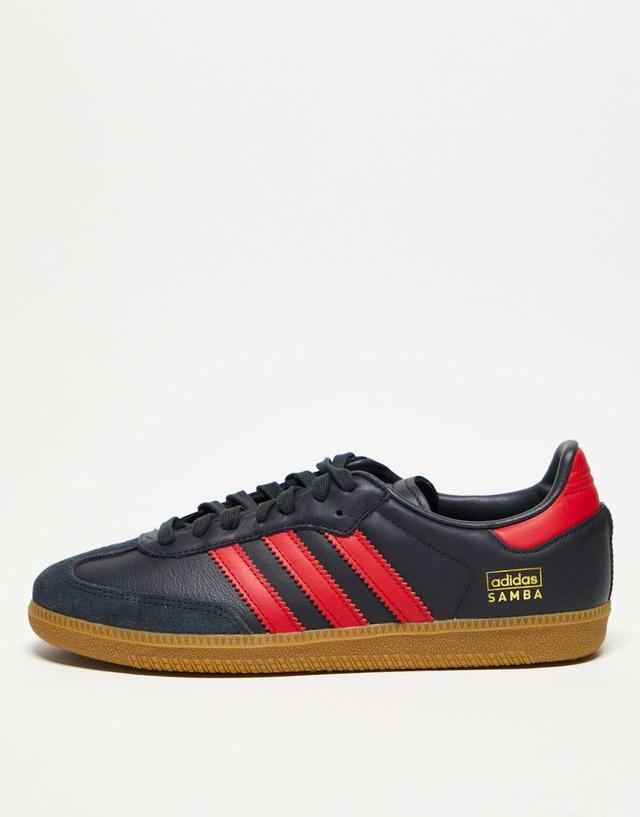 adidas Originals Samba sneakers in black and red Product Image