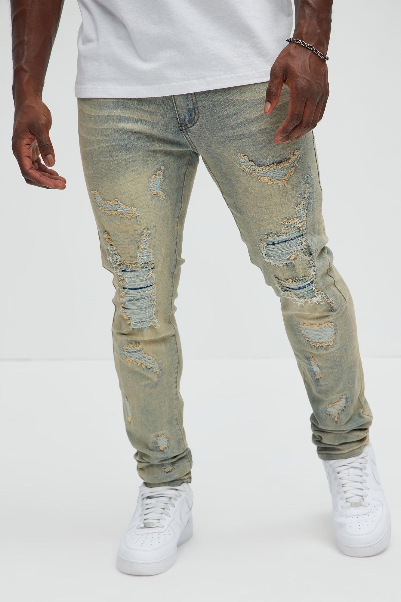 Above It All Ripped Stacked Skinny Jeans - Vintage Blue Wash Product Image