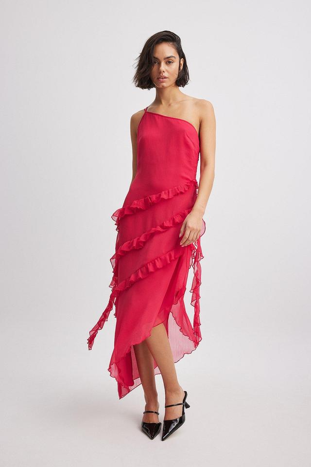 Ruffle Chiffon Midi Dress Product Image