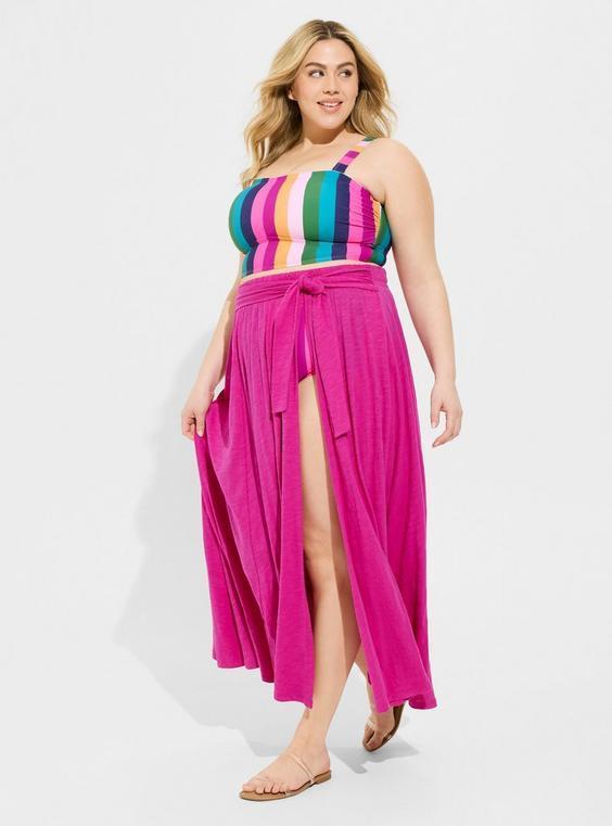 Maxi Slub Front Slit Cover-Up Skirt Product Image