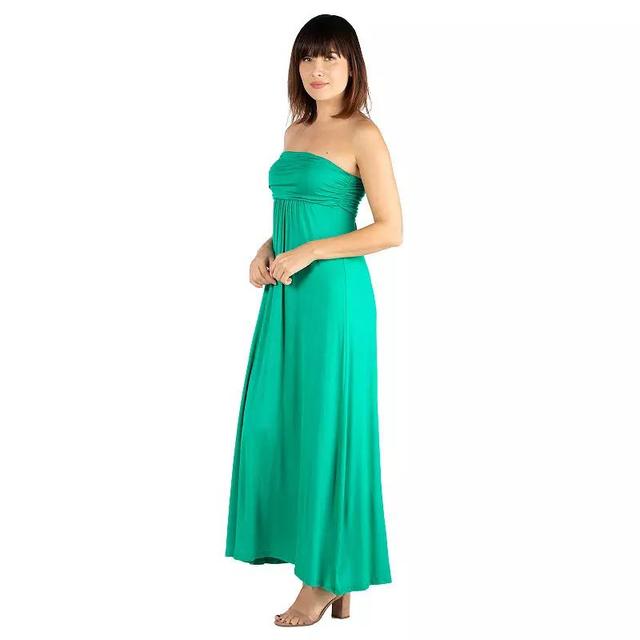 Womens 24seven Comfort Apparel Strapless Loose Fit Pleated Maxi Dress Product Image